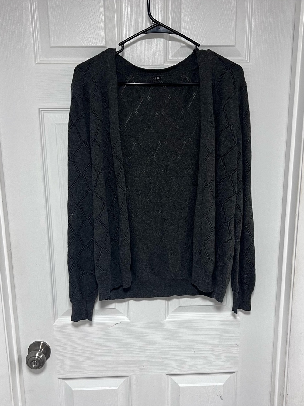 Dark Gray Open-Front Knit Cardigan Size XL